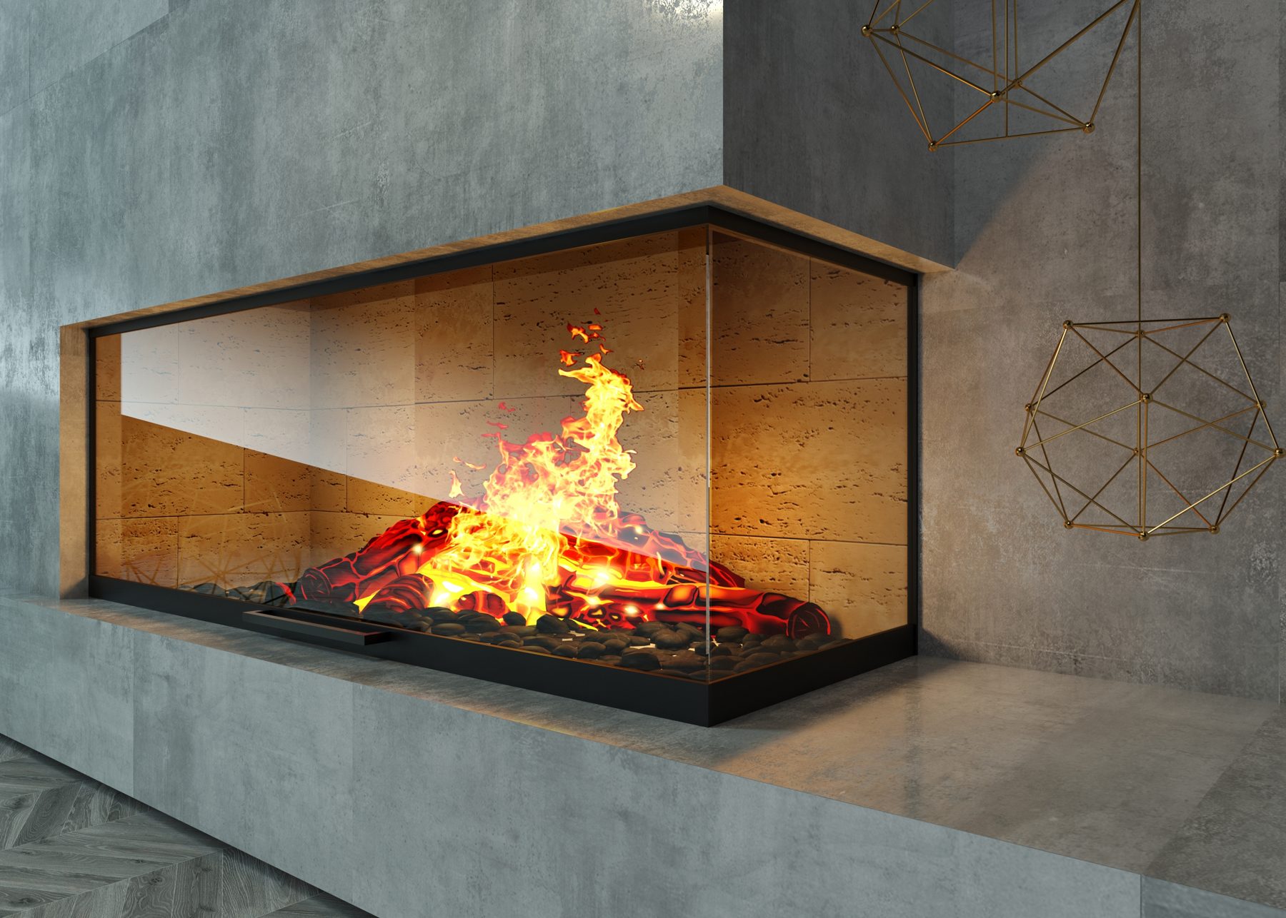 Kamin sa staklenim vratima